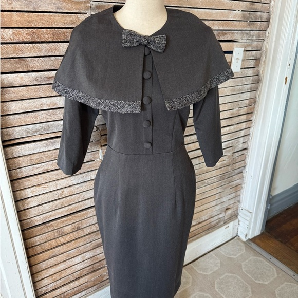 Custom Pinup Grey Dress w Cape by HMC - Picture 4 of 8